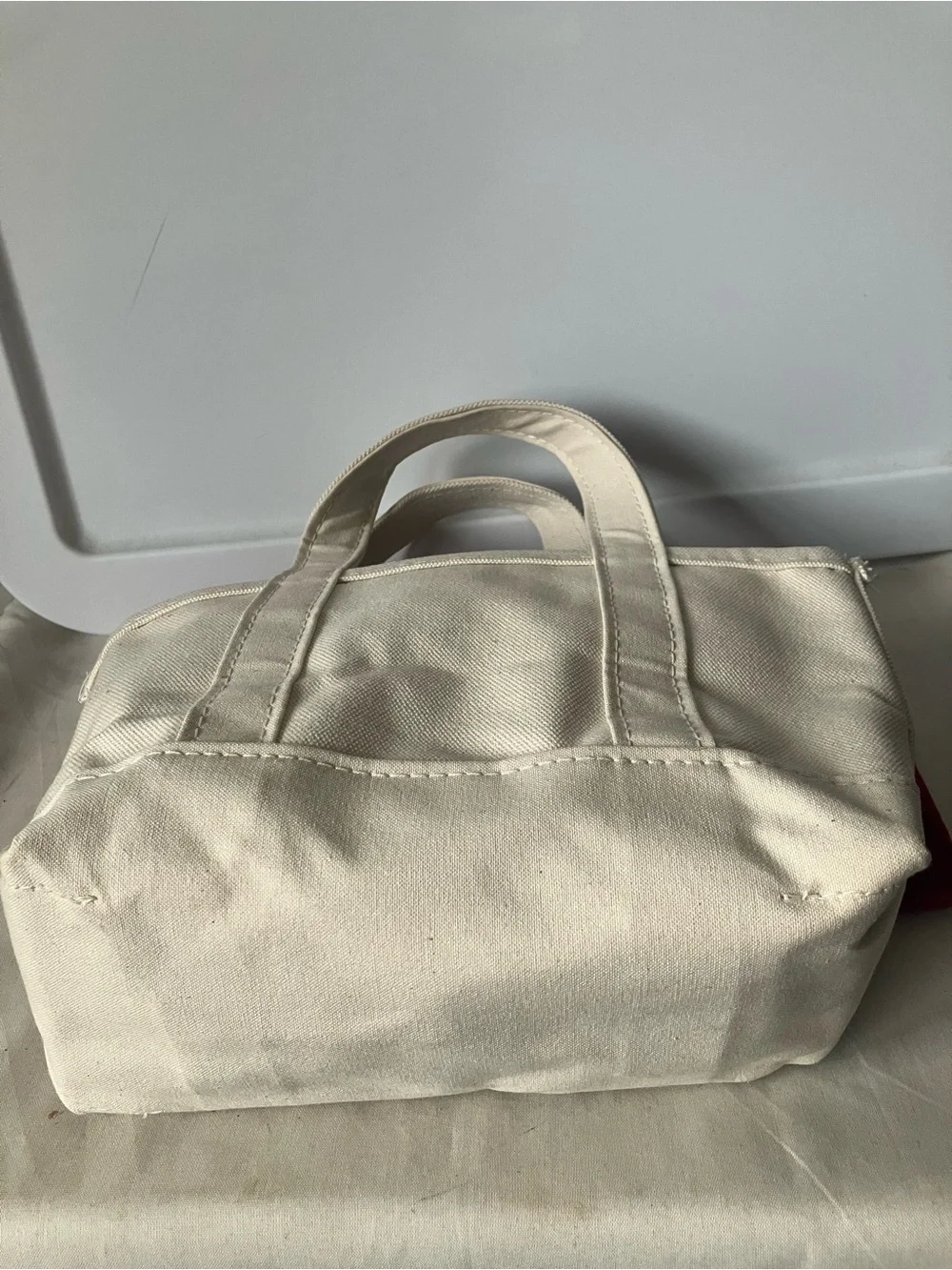 L.L. Bean Solid Natural Boat and Tote Bag Mini Size Cursive P Monogram USA NWOT